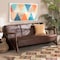 Baxton Studio Christa Mid-Century Fabric Upholstered Faux Leather and Wood Sofa-Dark Brown 191-11708-ZORO - alternate 1